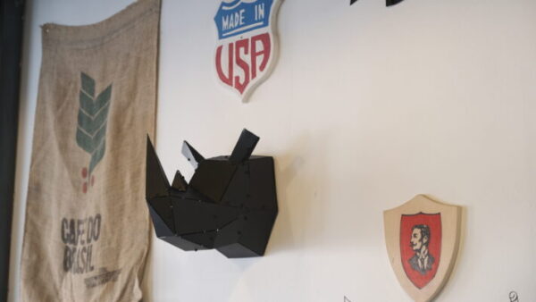 3D Metal Geometric Rhino Head Wall Decor