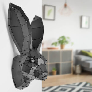 3D Metal Geometric Rabbit Head Wall Decor