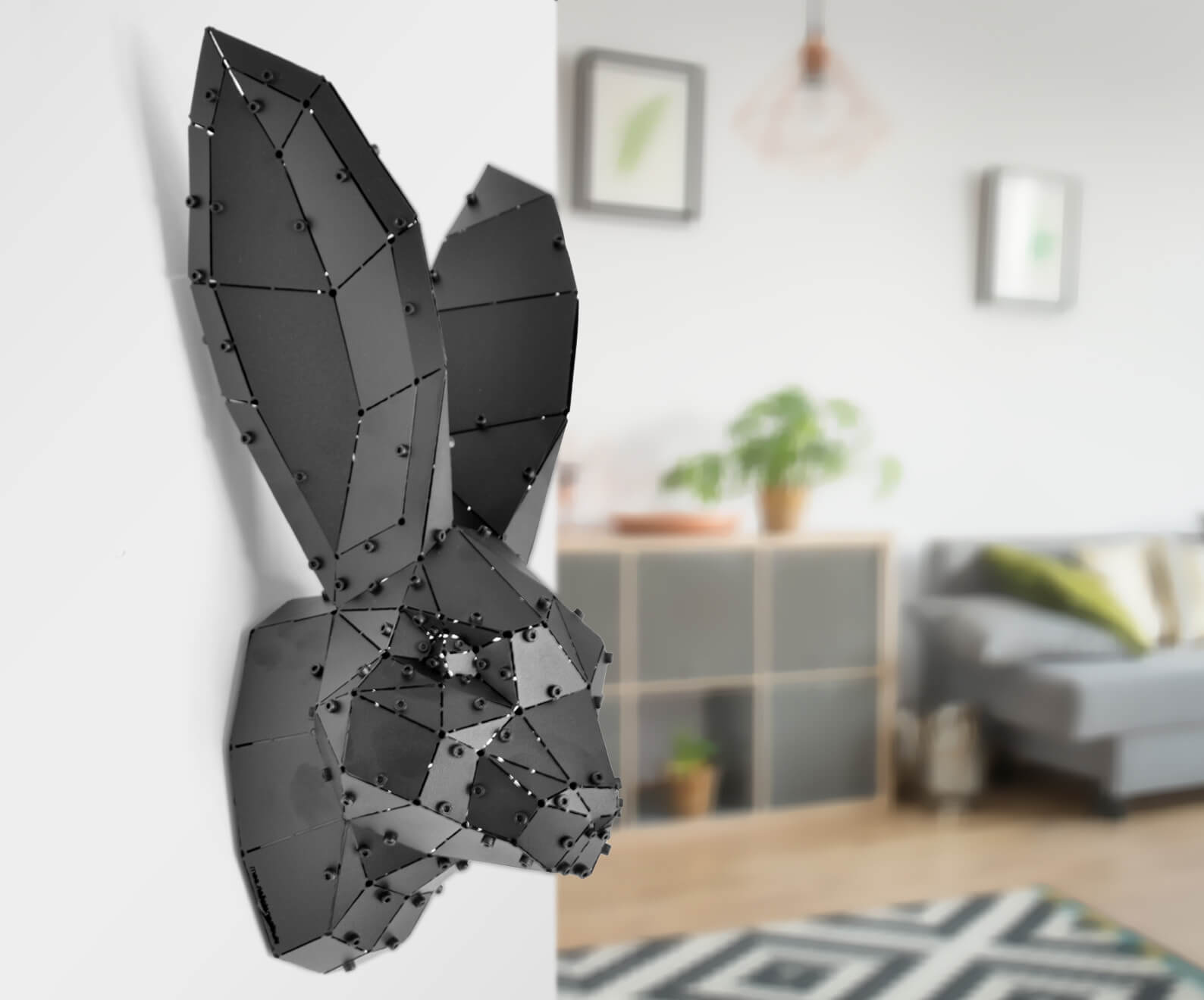 3D Metal Geometric Rabbit Head Wall Decor - Berling Design