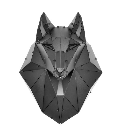 3D metal geometric shewolf head wall decor