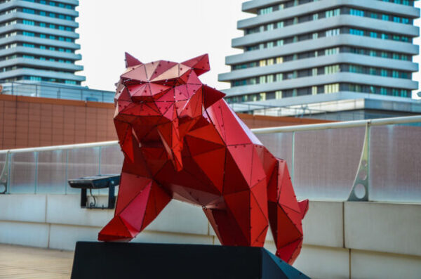 3D Metal Geometric Tiger XL Statue