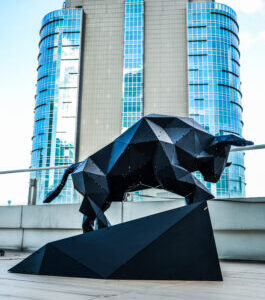 3D Metal Geometric Bull XL Statue