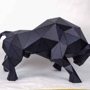 3D Metal Geometric Bull XL Statue