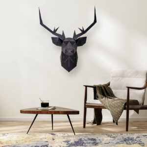 3D metal geometric deer head wall decor