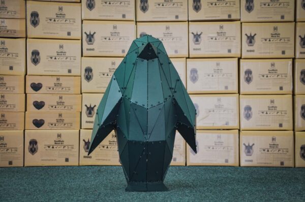 3D Metal Geometric Penguin Large Statue
