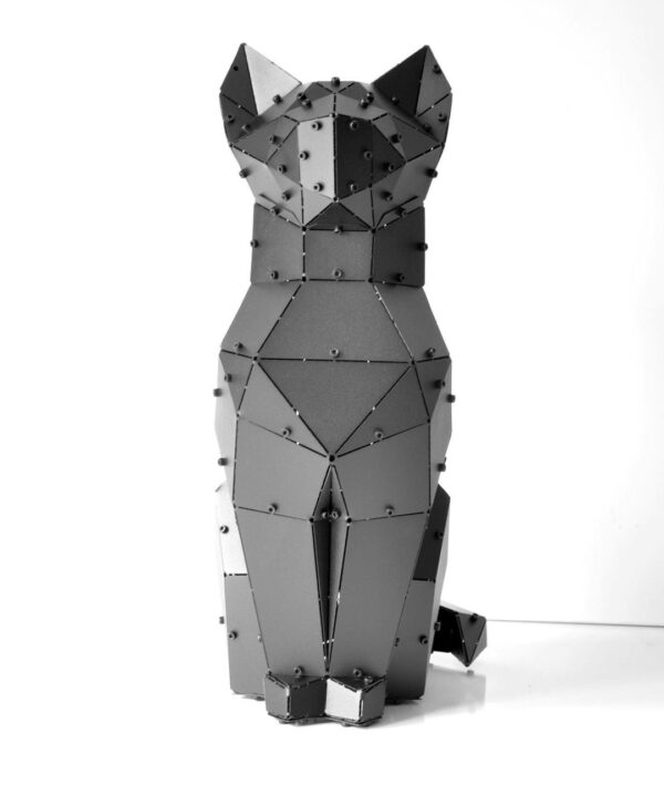 3D Metal Geometric Cat Large Statue